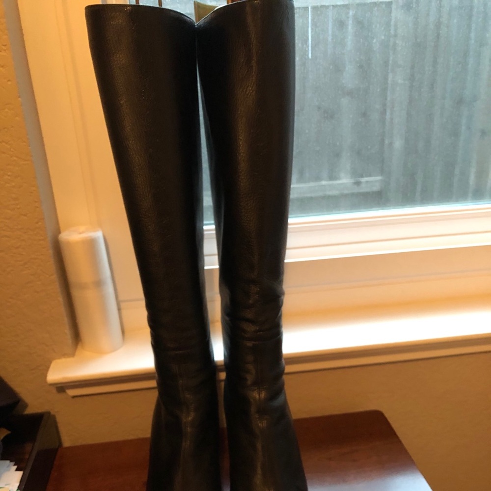 Louis Vuitton knee high flat leather boots